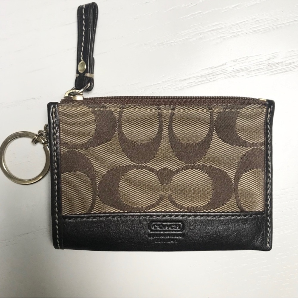 Vintage Coach Tan Signature Zip Coin Purse